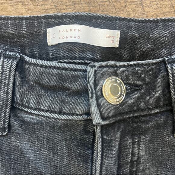 Lauren Conrad Black Skinny Denim Jeans Womens Size 10 Raw Hem Stretch Basic - Picture 7 of 11